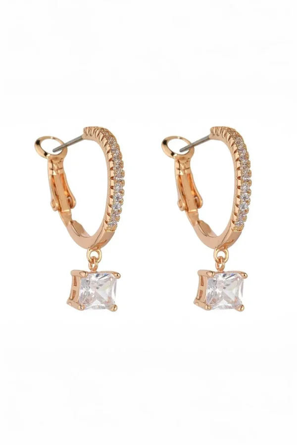 Crystal Rose Gold Hoop Earrings