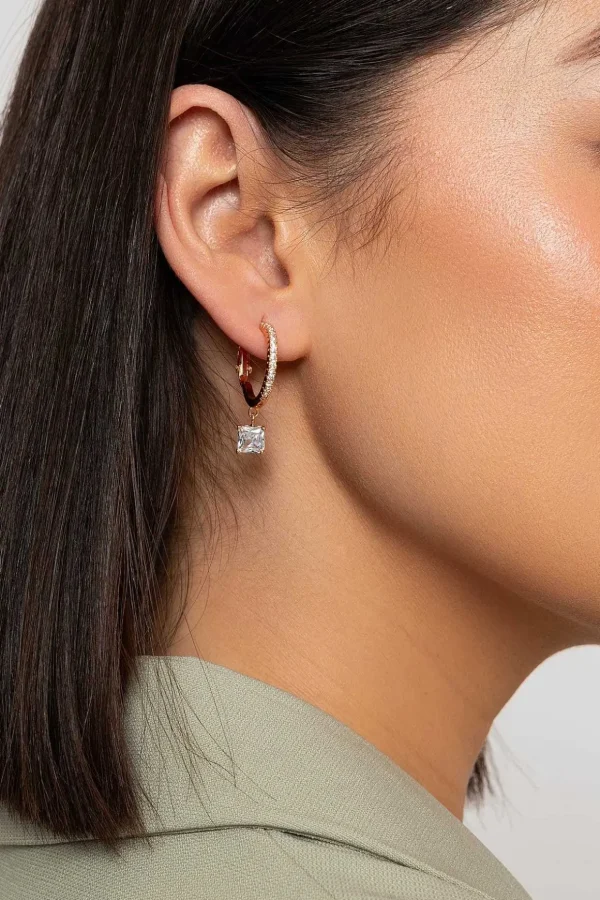 Crystal Rose Gold Hoop Earrings