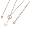 Cubic Zirconia Circle Pearl Feeder Necklace