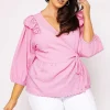 Curve - Elise Wrap Blouse In Pink