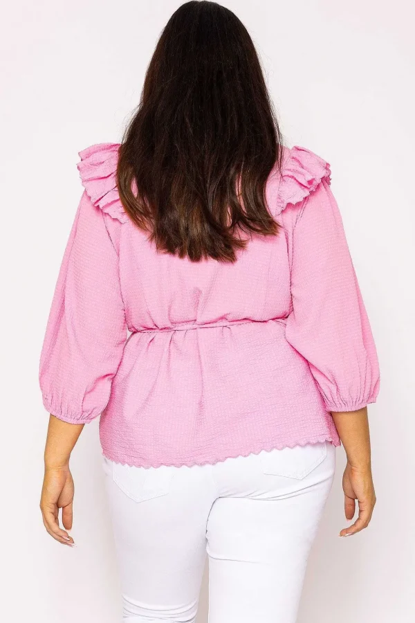 Curve - Elise Wrap Blouse In Pink