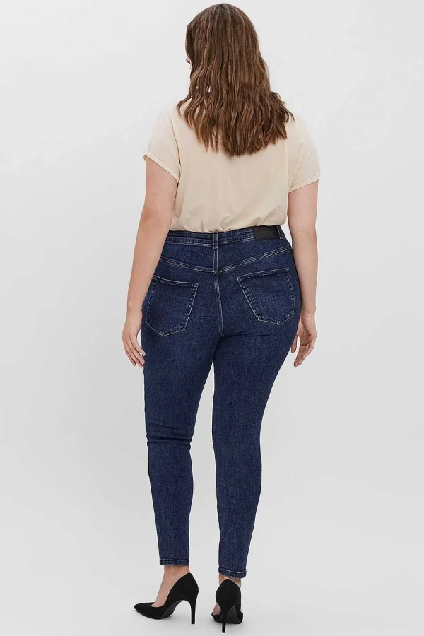Curve - High Waist Jeans In Dark Blue Denim