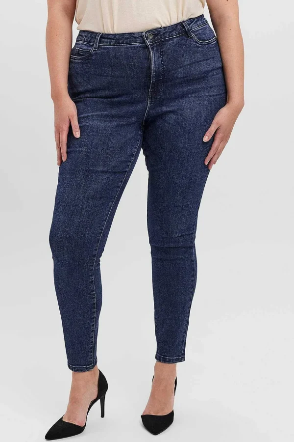 Curve - High Waist Jeans In Dark Blue Denim