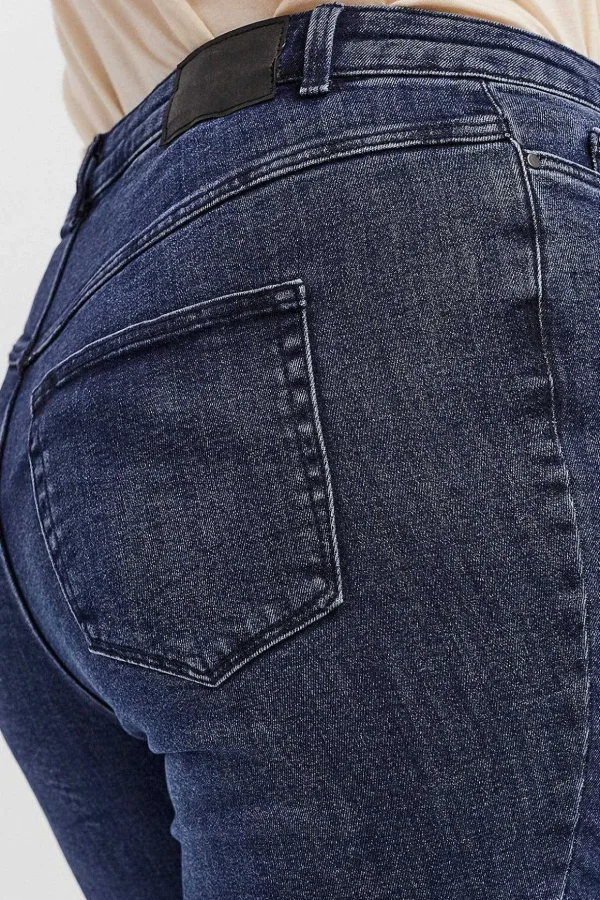 Curve - High Waist Jeans In Dark Blue Denim