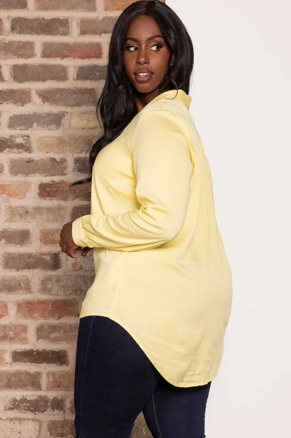 Curve - Josie 3/4 Sleeve Blouse In Yellow