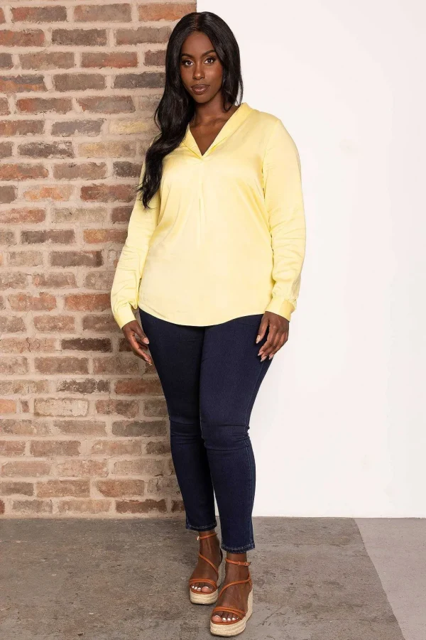 Curve - Josie 3/4 Sleeve Blouse In Yellow