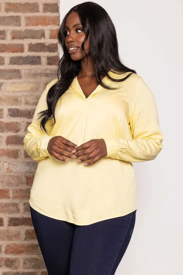 Curve - Josie 3/4 Sleeve Blouse In Yellow