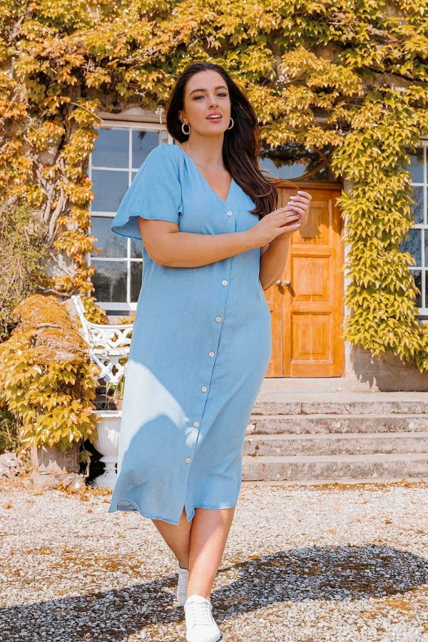 Curve - Liliana Dress In Light Blue Denim