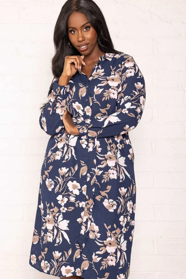 Curve - Macy Shirt Dress In Navy