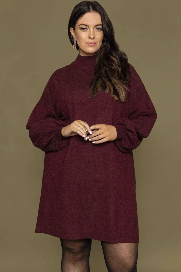 Curve - Nancy Dress In Burgundy