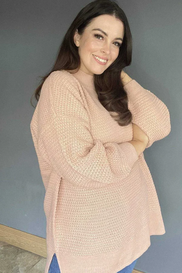 Curve - Quinn High Neck Knit In Pink