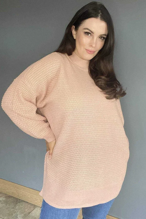 Curve - Quinn High Neck Knit In Pink