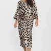 Curve - Ulina V-Neck Blouse In Animal Print