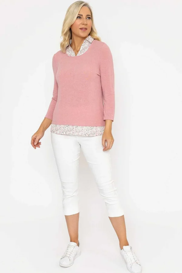 Cut & Sew Shirt Collar & Hem Top