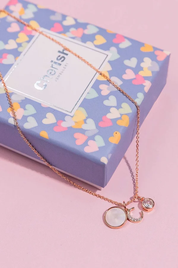 D Initial Necklace In Rose Gold