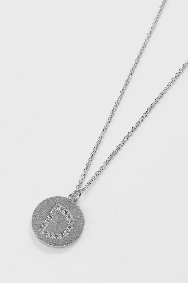 D Initial Necklace In Silver