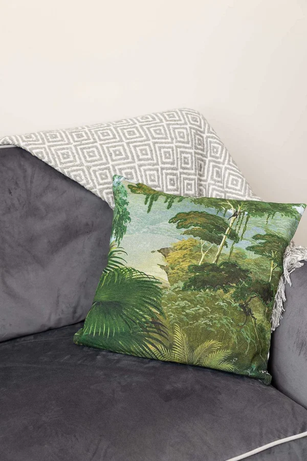 Dark Jungle Print Cushion