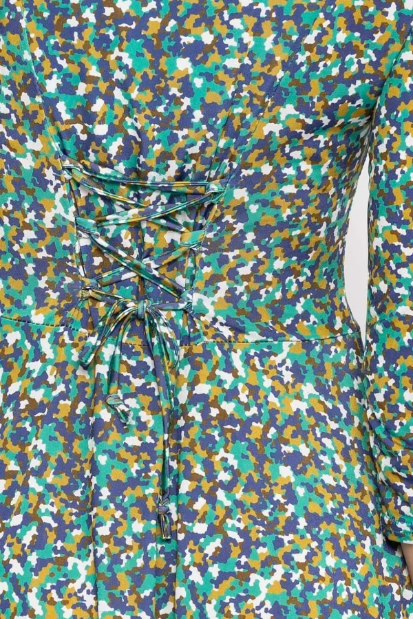 Deirdre Dress In Teal Print