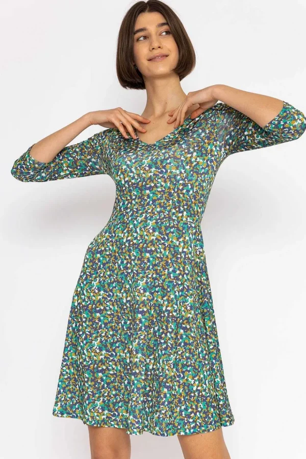 Deirdre Dress In Teal Print