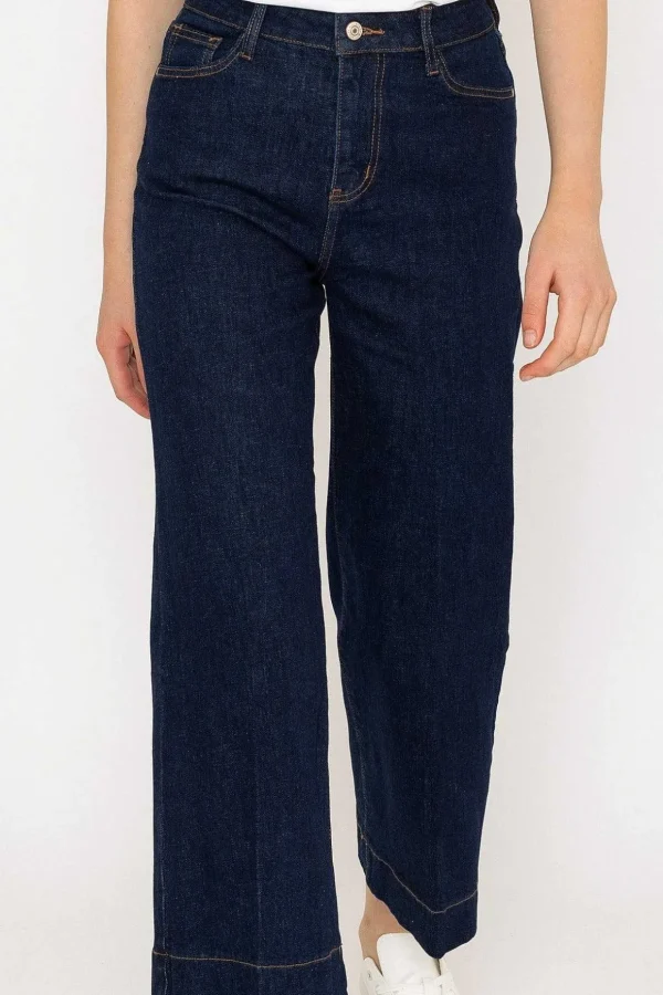 Denim Cropped Wide Leg Jeans