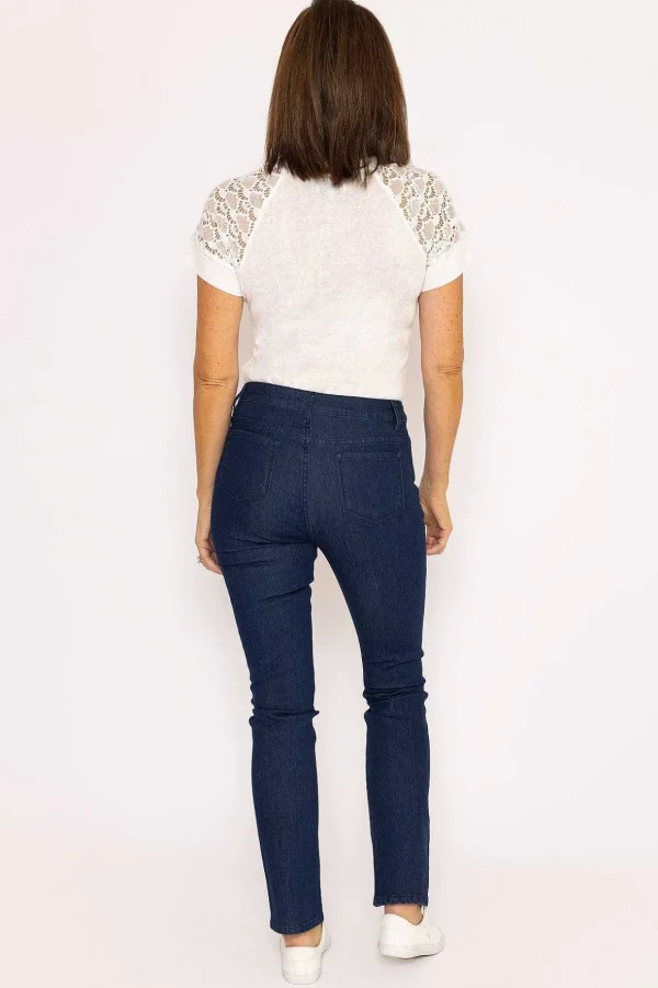 Denim Jeans With Stitch Detail In Navy