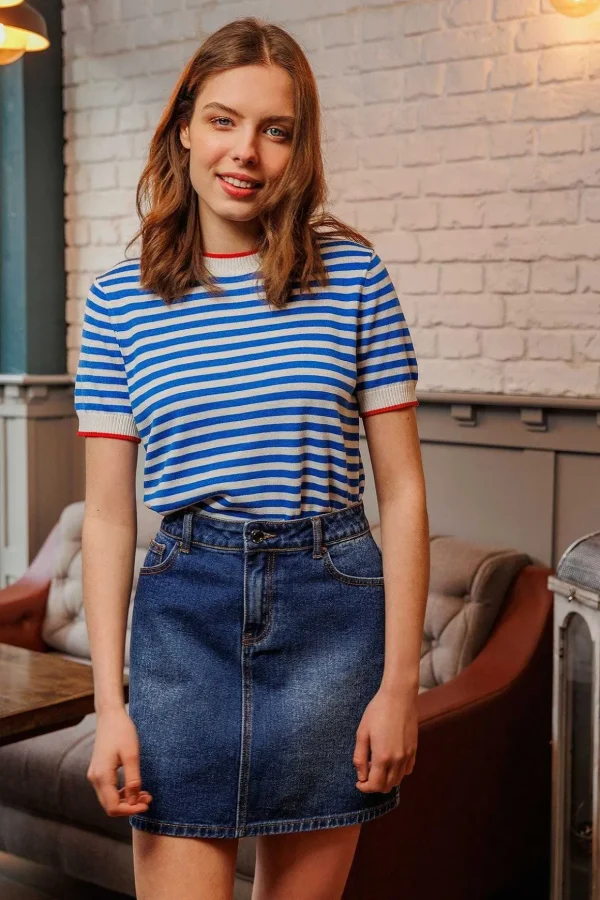 Denim Skirt In Indigo