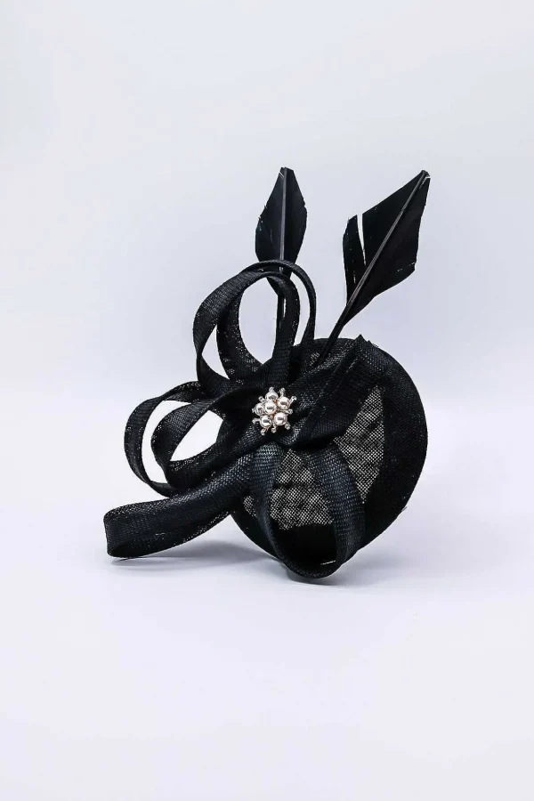 Diamante Feature Fascinator In Black