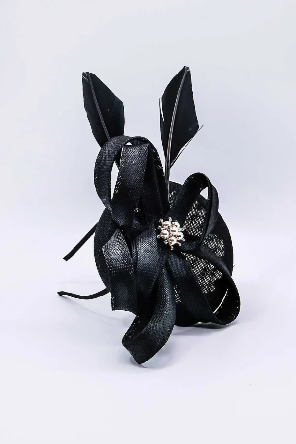 Diamante Feature Fascinator In Black