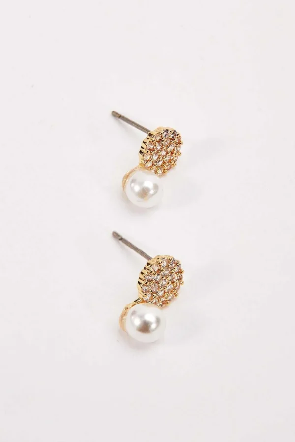 Diamante Pearl Earrings