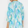 Dipped Hem Top In Blue Print