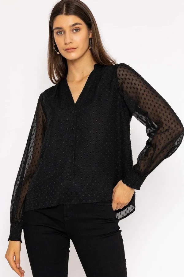 Dobby Texture Blouse In Black