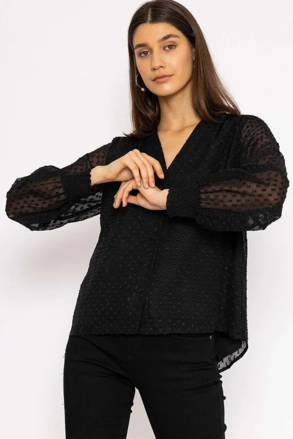 Dobby Texture Blouse In Black