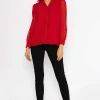 Dobby Texture Blouse In Red