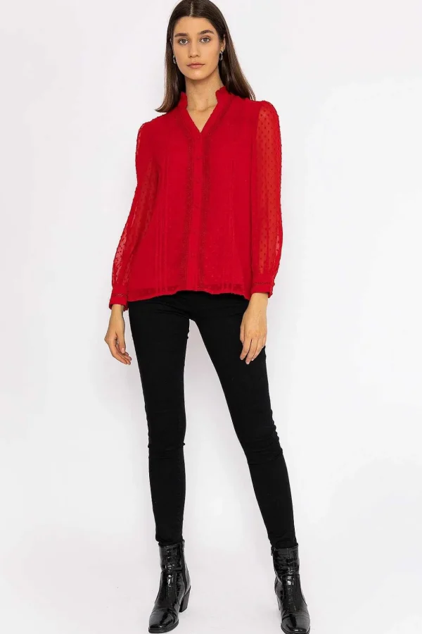 Dobby Texture Blouse In Red