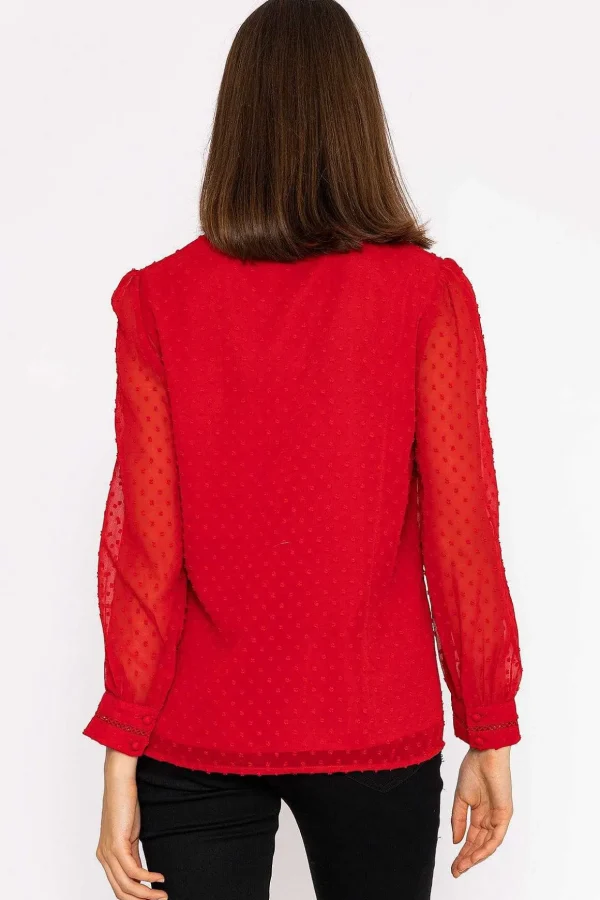 Dobby Texture Blouse In Red