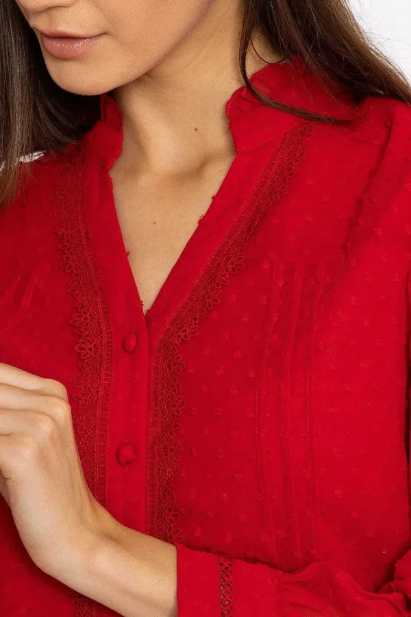 Dobby Texture Blouse In Red