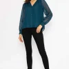 Dobby Texture Blouse In Teal