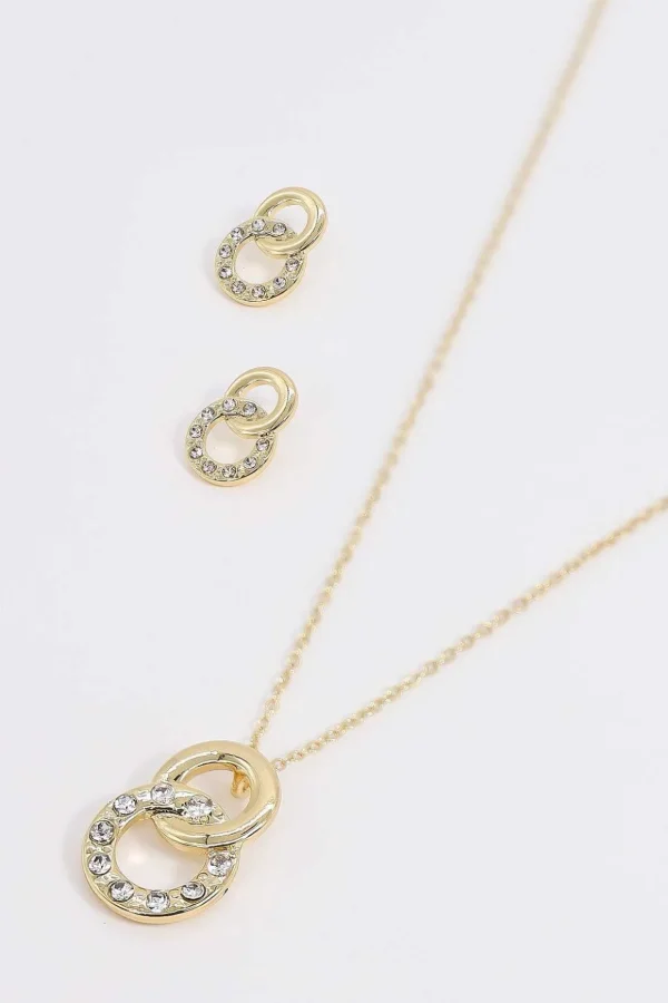 Double Circle Necklace In Gold