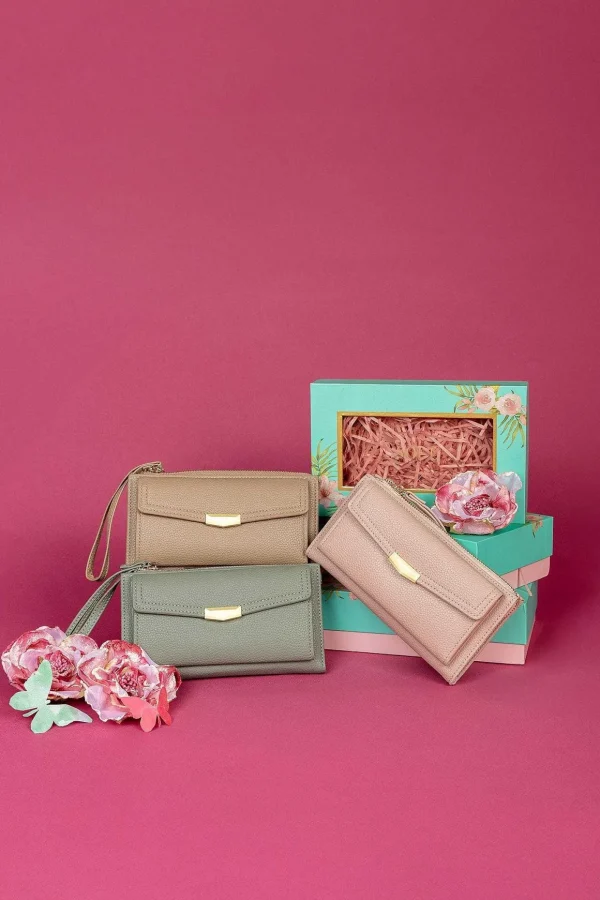 Double Compartment Purse In Pink
