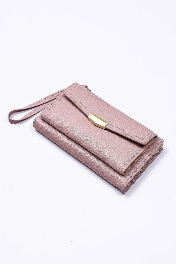 Double Compartment Purse In Pink