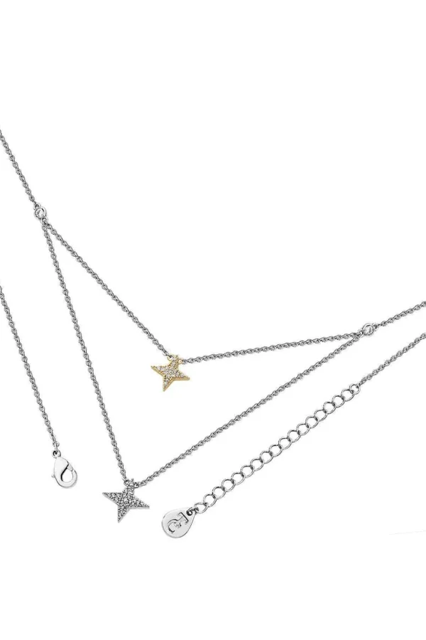 Double Floating Star Necklace In Silver