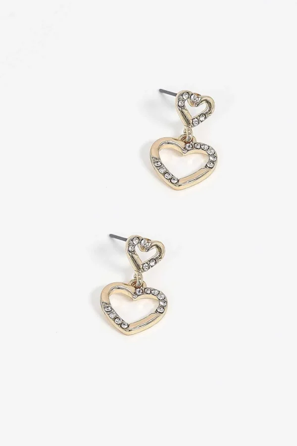 Double Heart Drop Earrings