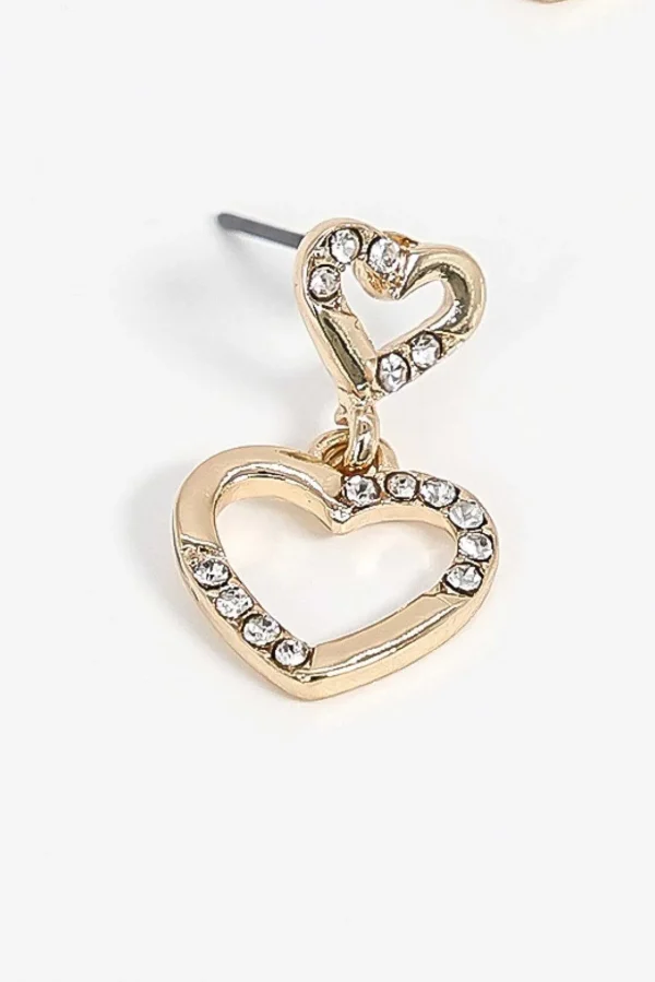 Double Heart Drop Earrings