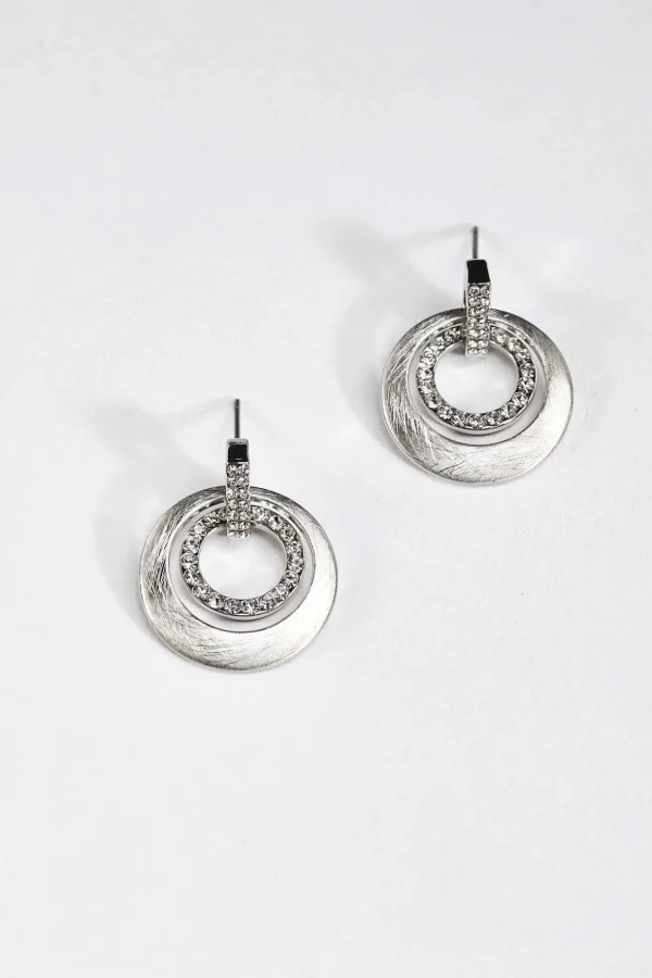 Double Ring Silver Earrings
