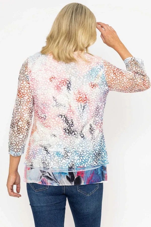 Dovore Printed Top In Pink