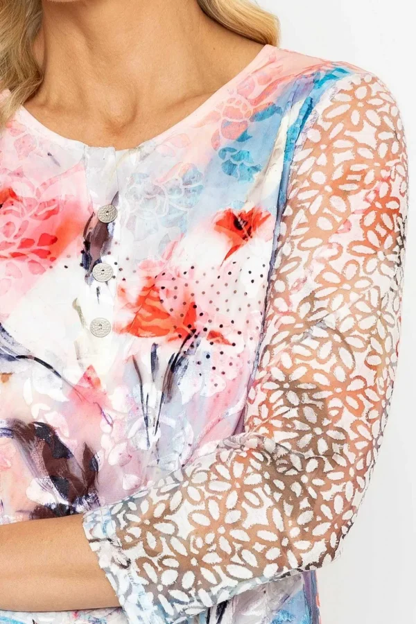 Dovore Printed Top In Pink