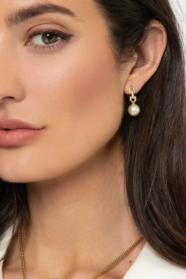 Drop Link Pearl Earring