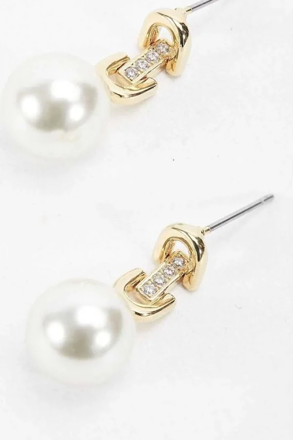 Drop Link Pearl Earring