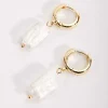 Drop Pearl Hoop Earrings