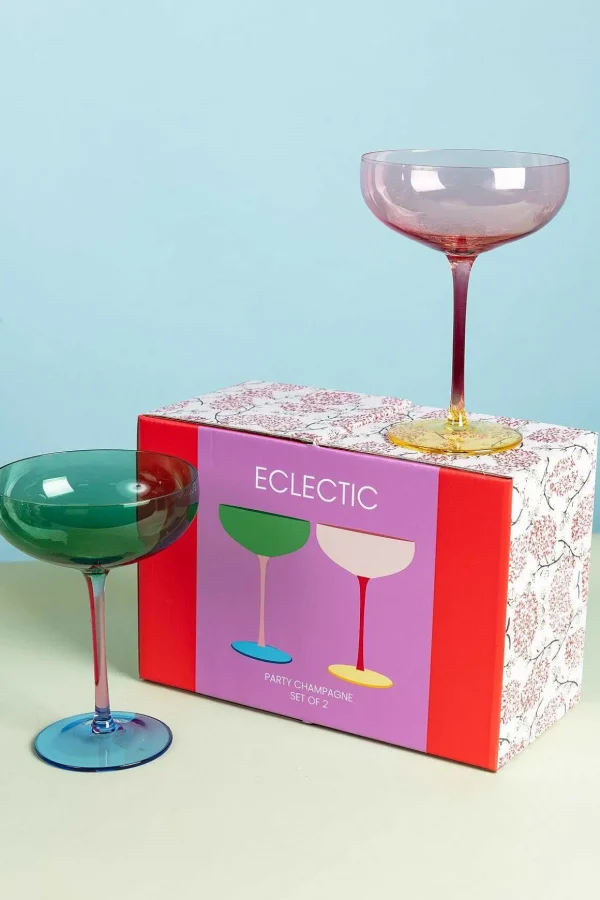 Eclectic Champagne Saucer Set Of 2